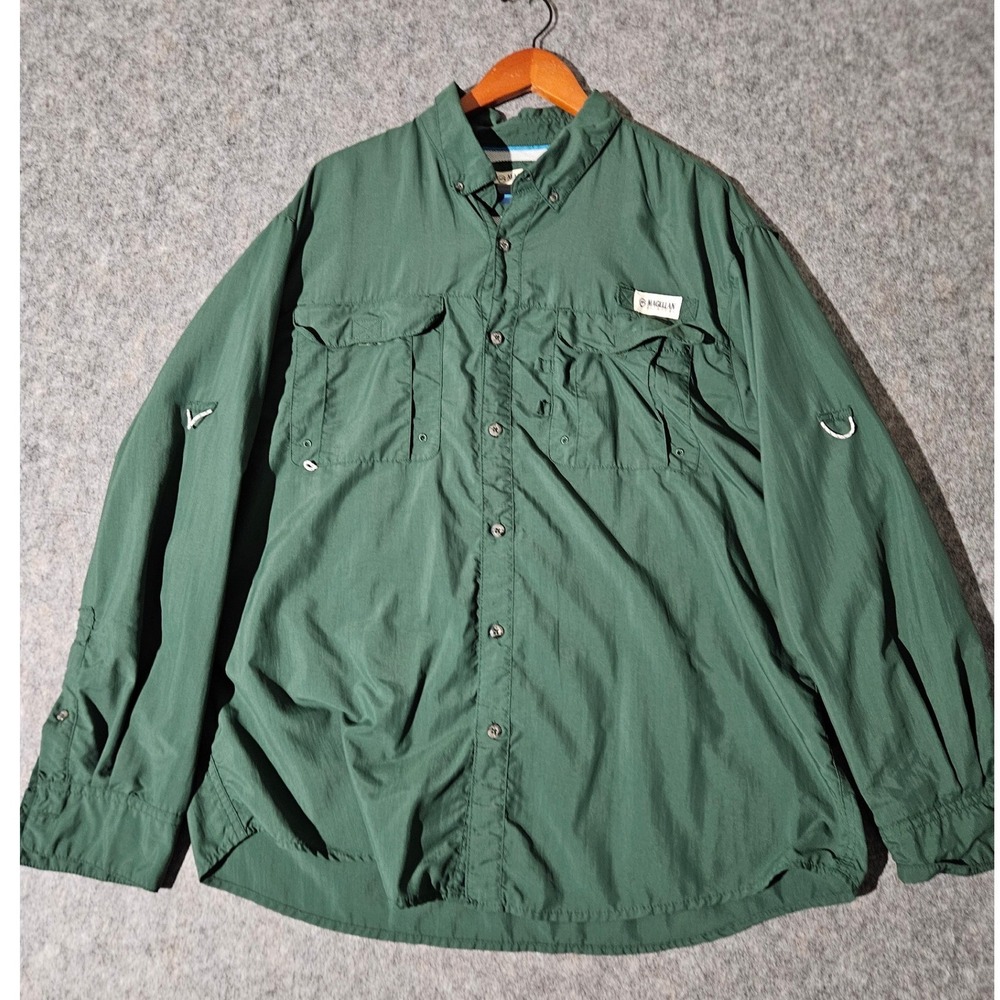 Magellan Fishing Shirt Mens XL Green Fish Gear Relaxed Fit Long Sleeve